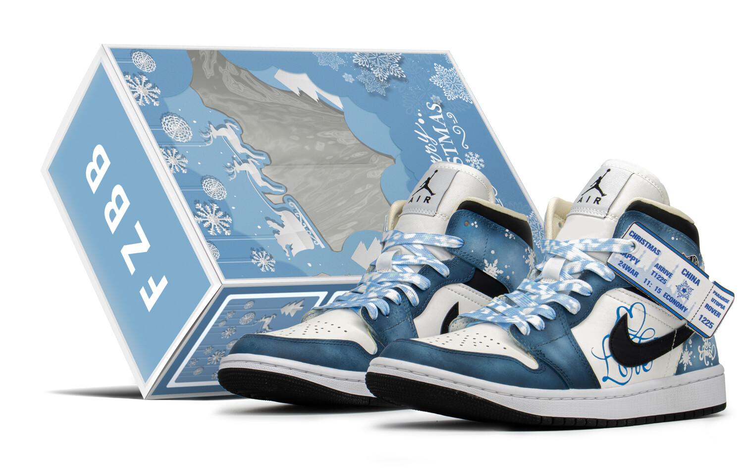 

Кроссовки Air Jordan 1 Vintage Basketball Shoes Women's Mid-Top Blue/White