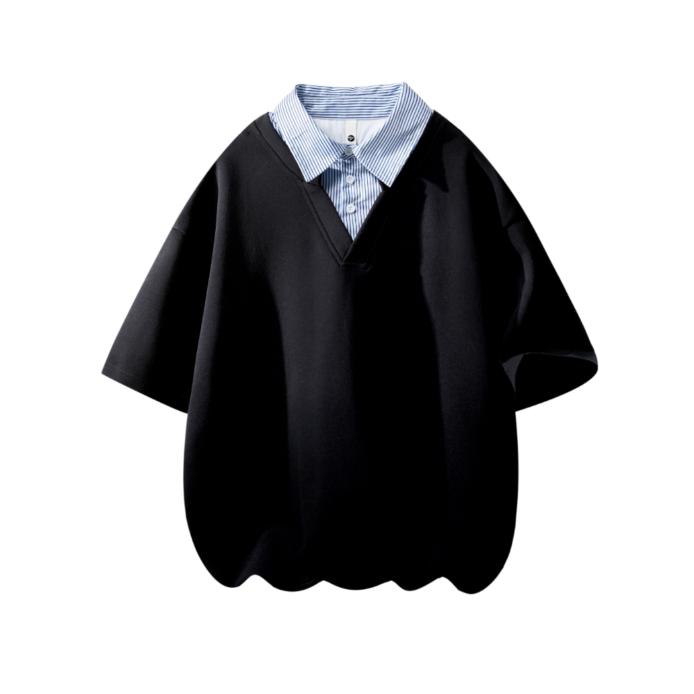 

Повседневная спортивная футболка-поло Unisex с воротником X1617, черный short-sleeved