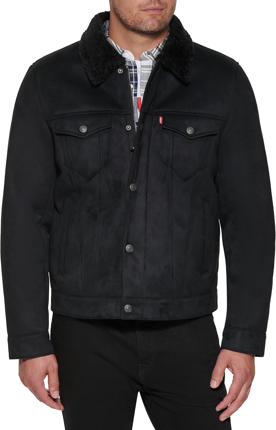 

Мужская классическая куртка дальнобойщика Levi's из искусственной кожи, Black Faux Shearling