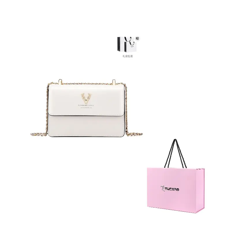 

TUCANO Кожаная сумка через плечо, Ecru (Gold Chain)