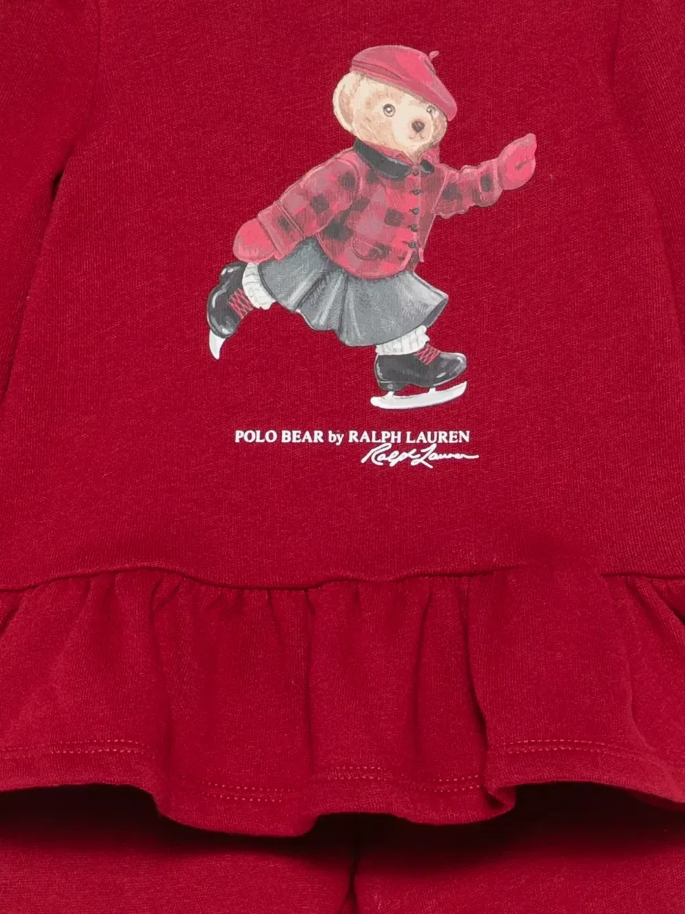 Комплект из брюк и блузы с оборками по подолу POLO RALPH LAUREN KIDS, красный — фото 3
