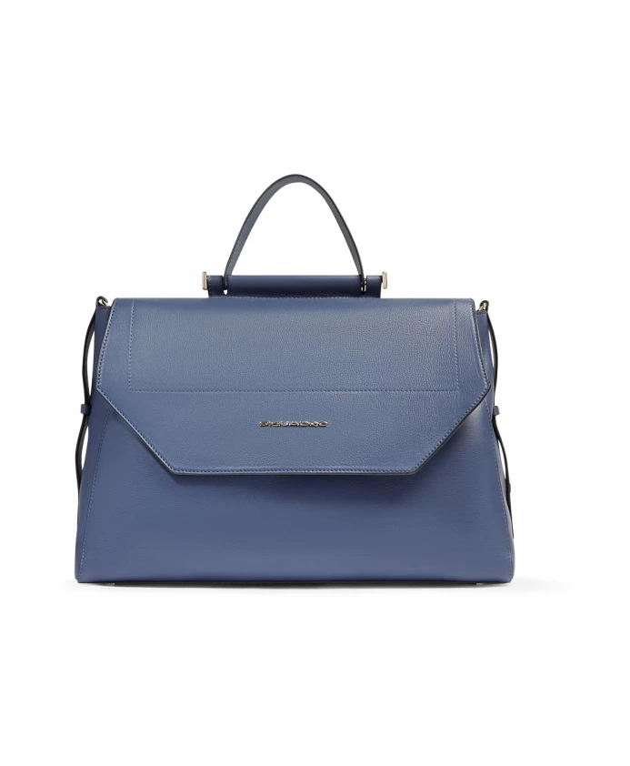 

Женская сумка-портфель для ноутбука из кожи, ударопрочная, с мягкой подкладкой и защитой от RFID-сканирования. Piquadro, синий