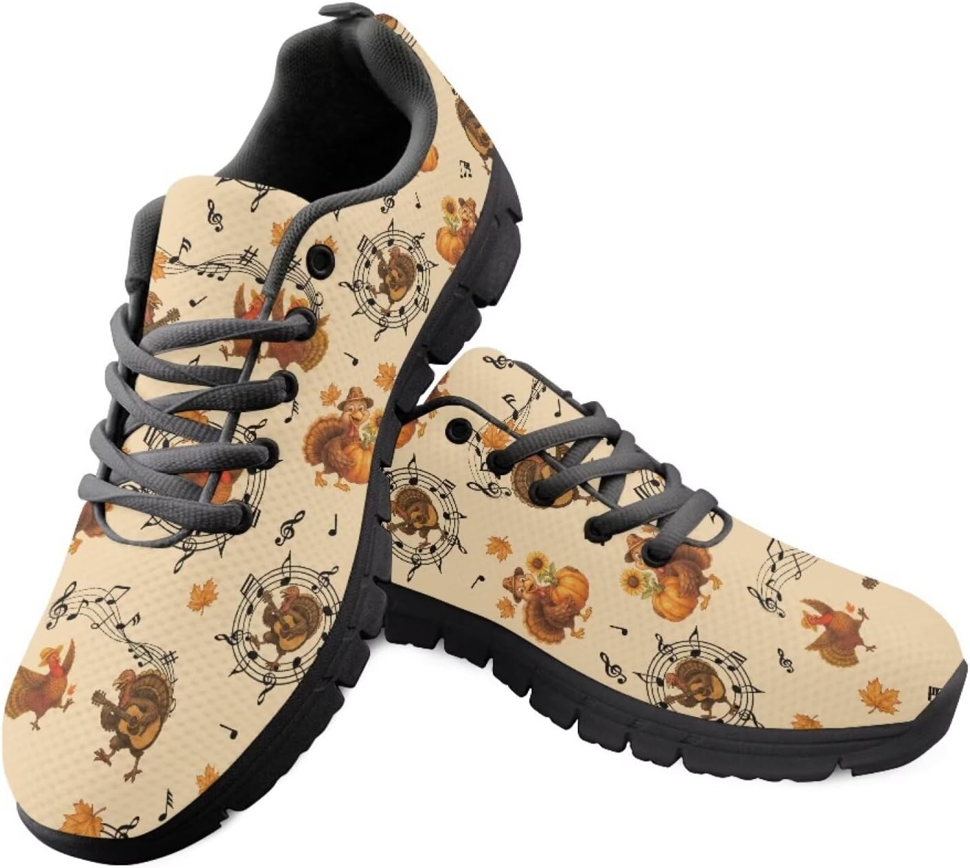 

Кроссовки Jeiento на Хэллоуин для мужчин и женщин, спортивные с шнуровкой, сетчатые, дышащие, для бега, тенниса, Maple Leaf Turkey