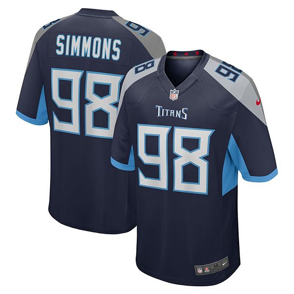 

Мужская игровая футболка Джеффри Симмонса Tennessee Titans в цвете navy Nike