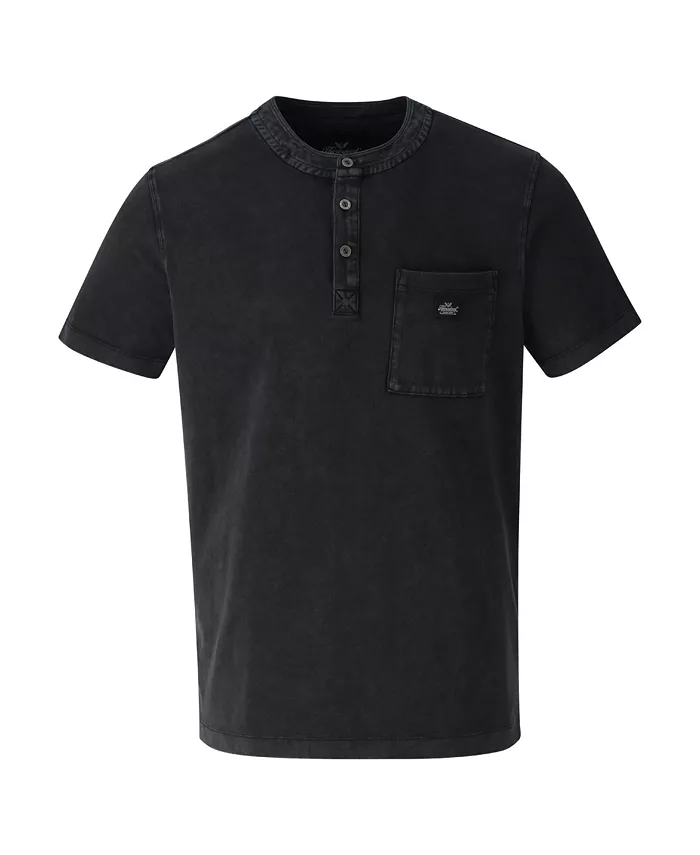 

Мужская винтажная хлопковая футболка с карманом Henley с коротким рукавом Thorogood, черный