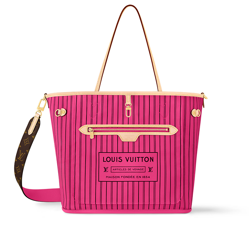 

LOUIS VUITTON Сумка Neverfull Bandouliere Mm наизнанку с монограммой и розовым Пондичерри