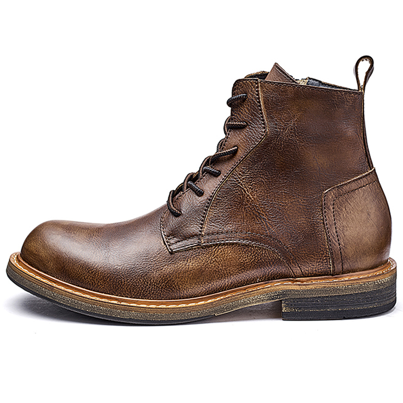 

Ботинки короткие тактические мужские из кожи Top Grain Cow DIENGRLEY, coffee (fleece-lined)