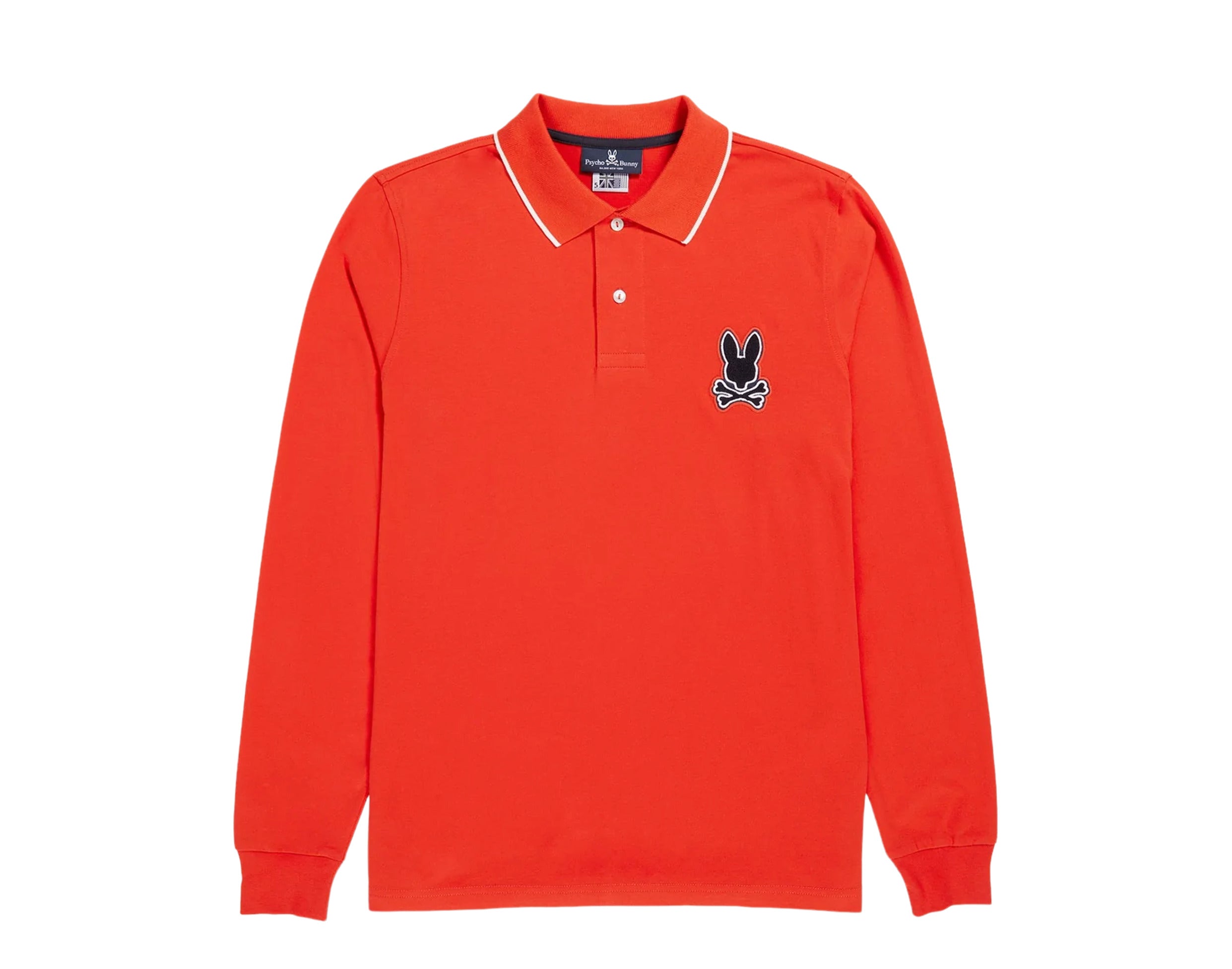 

Рубашка мужская Psycho Bunny Patchin Chenille Bunny L/S Polo Red B6M892U1PC-RES