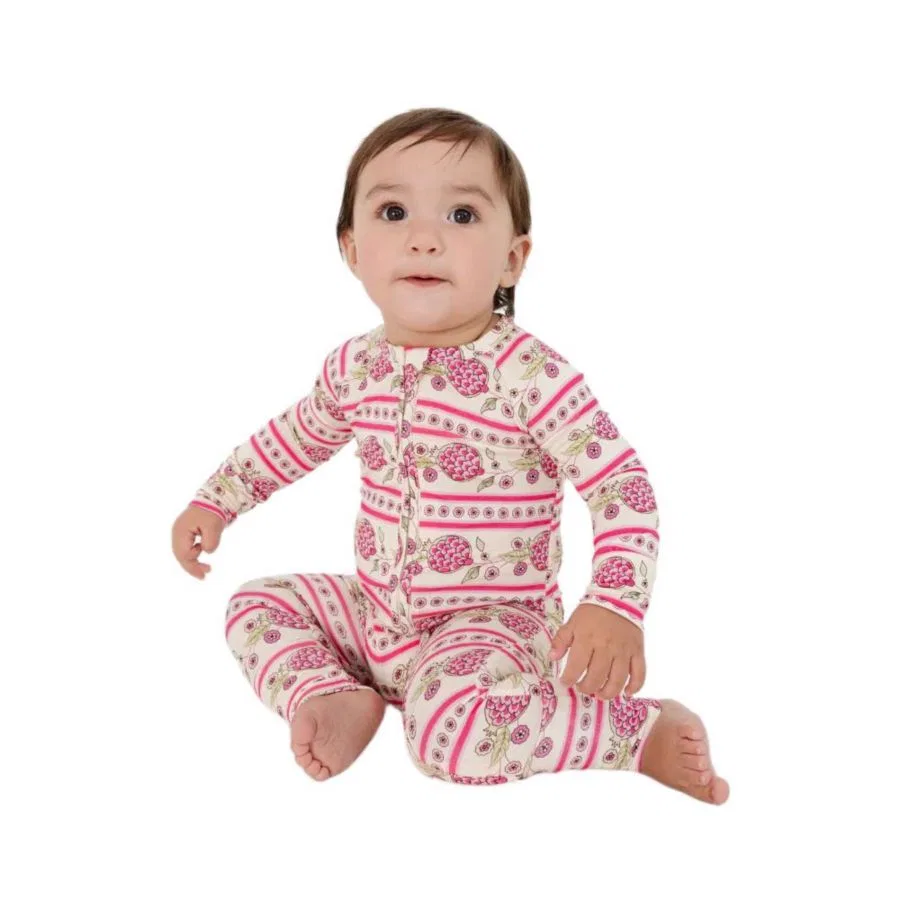 Детский бамбуковый комбинезончик Baby Girl's Pomegranate Soiree Motette, розовый — фото 3