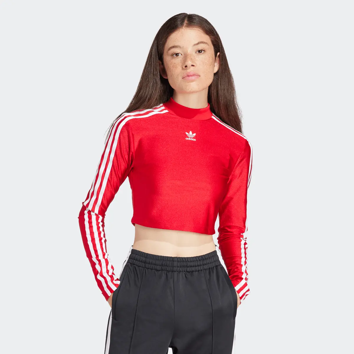 

Лонгслив adidas Originals 3-Streifen Cropped Longsleeve, красный