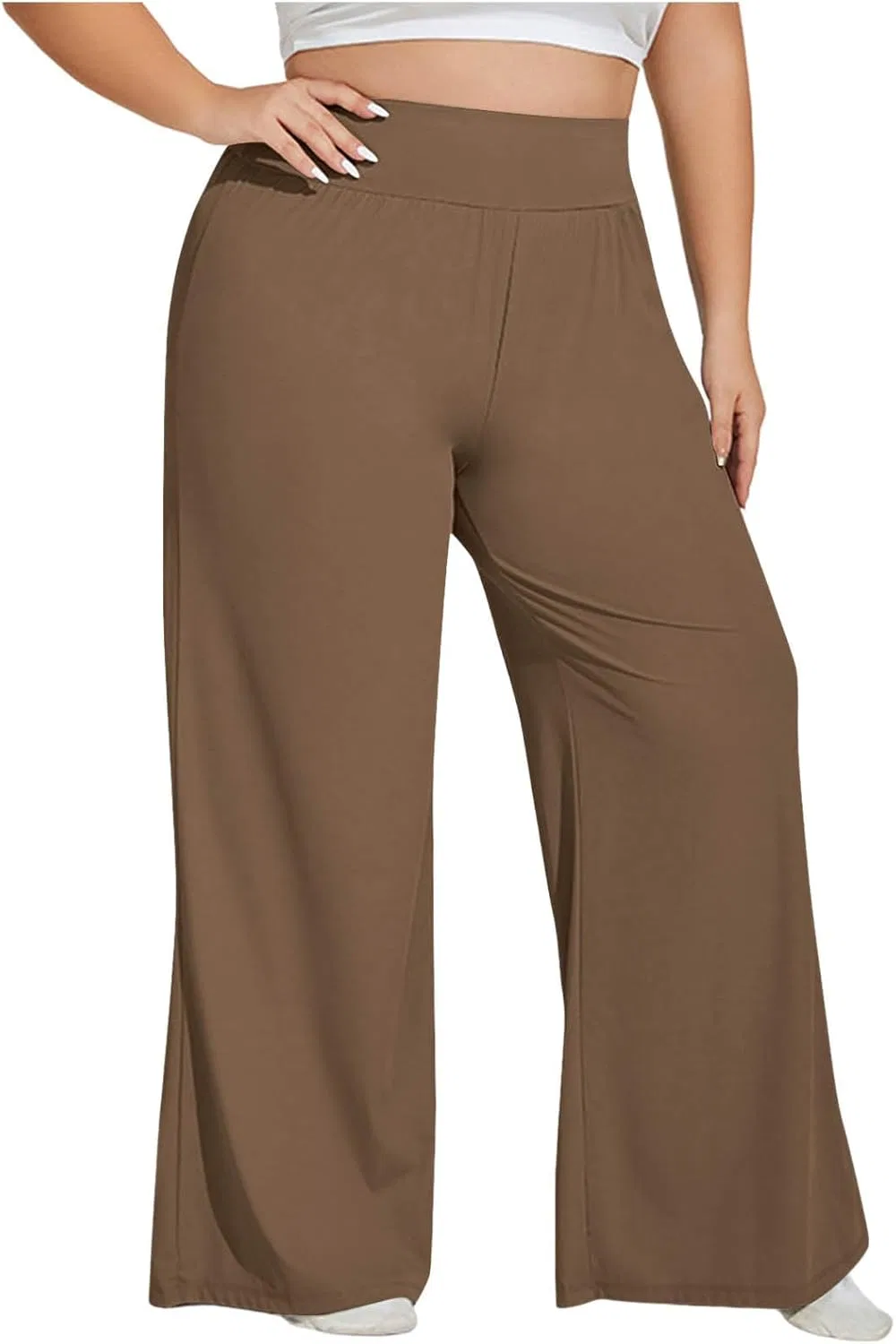 Женские спортивные широкие брюки с высокой талией, Khaki
