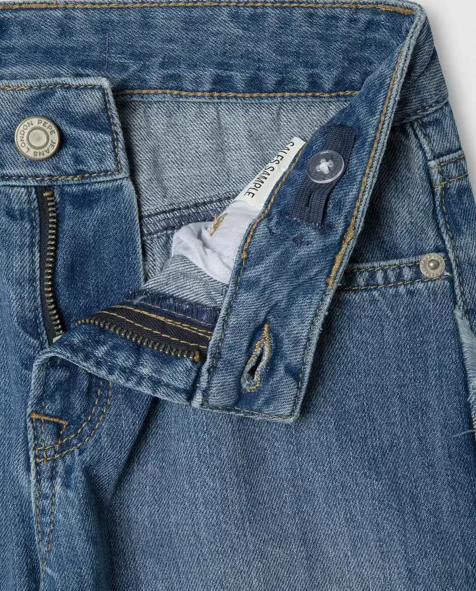 Джинсы с необработанным краем Wide Leg Lexy Frayed для девочки Pepe Jeans, синий — фото 3