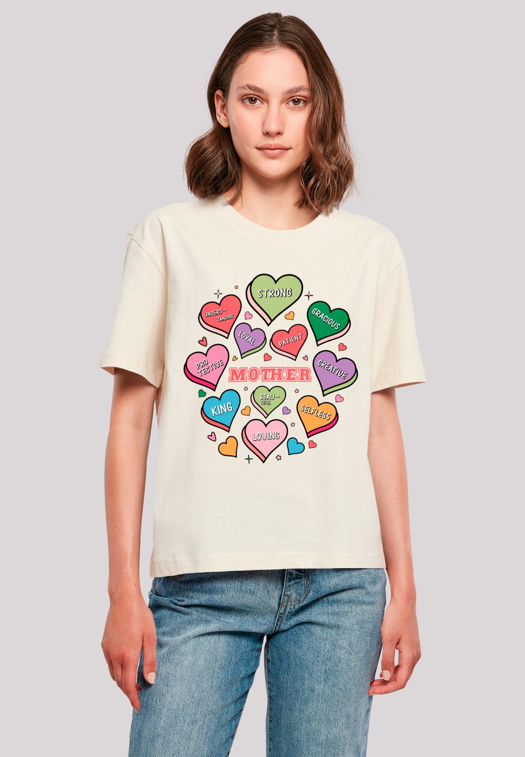 

Футболка с принтом MUTTERTAG MAMA HERZEN F4NT4STIC, песочный