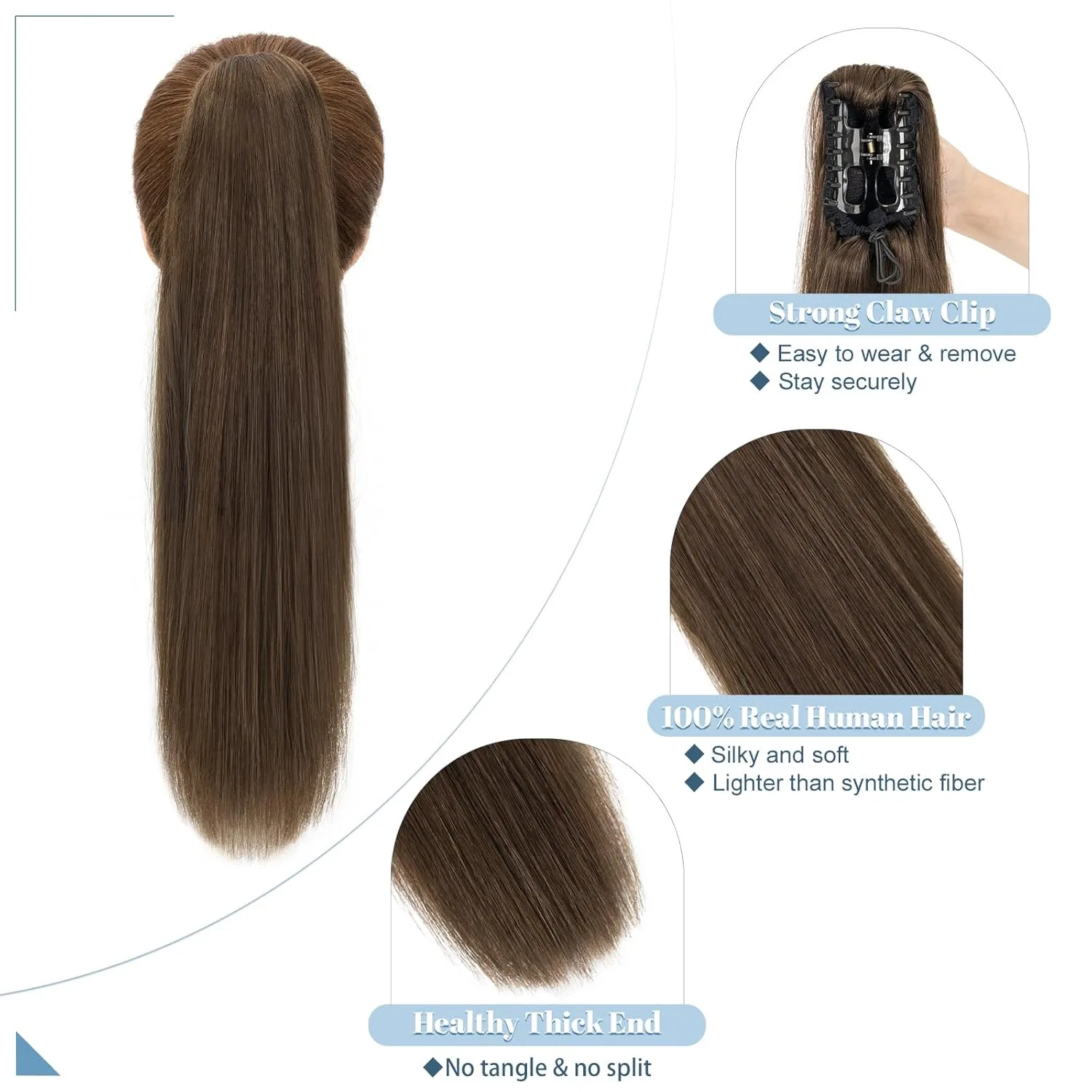 Накладной хвост из натуральных волос Remy от Sego Sego, Dark Brown#2 — фото 3