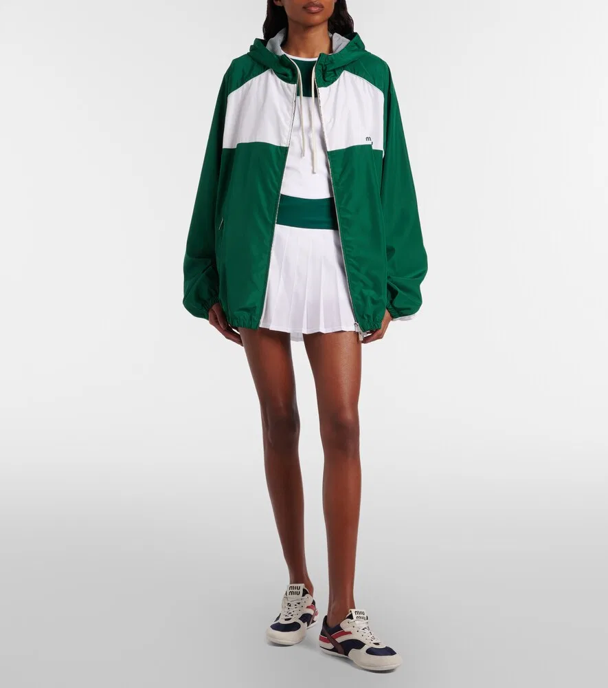 Куртка из поплина с цветовыми блоками от New Balance Miu Miu, зеленый — фото 2