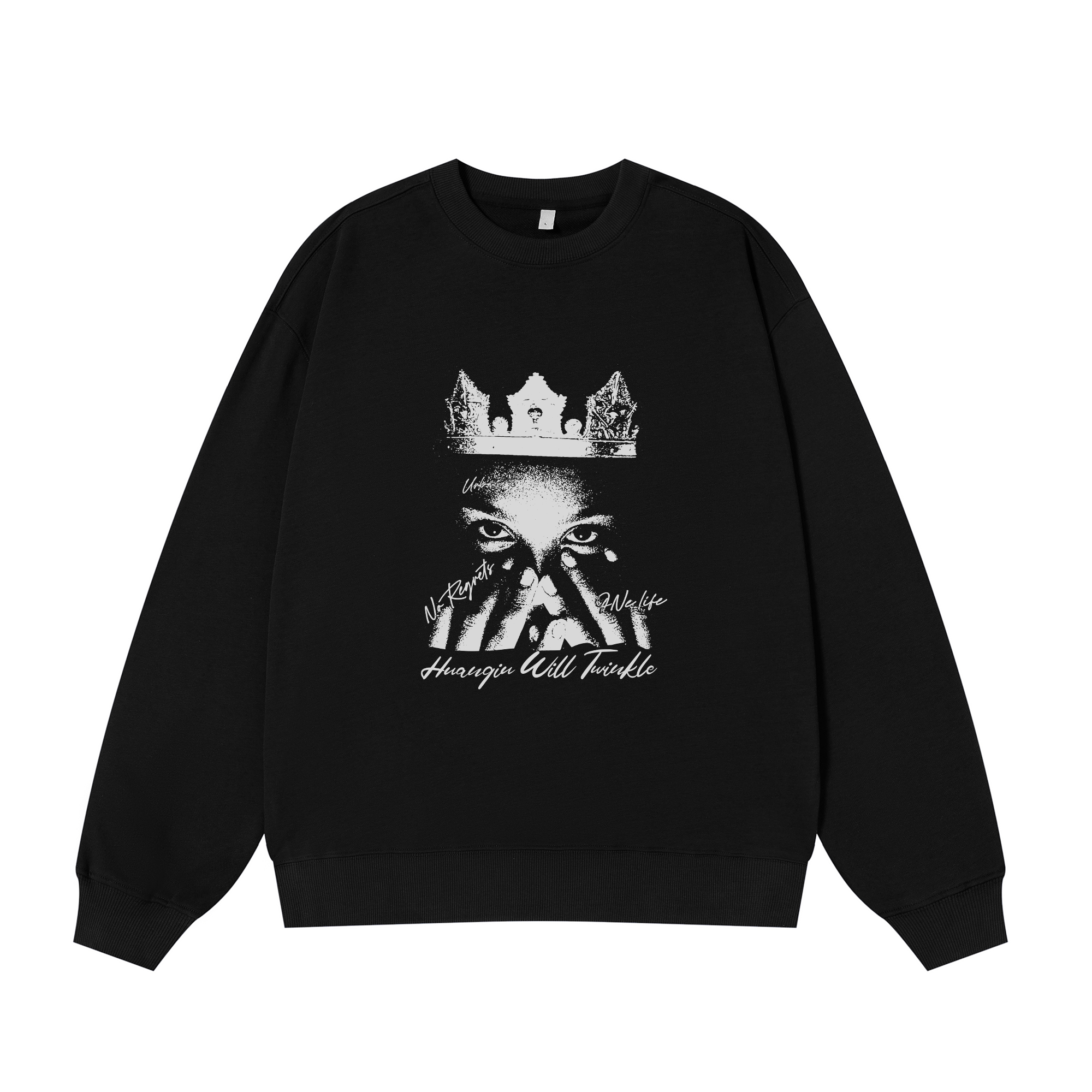 

Свитшот с круглым вырезом Unisex HUANQIU, черный (fleece-lined)