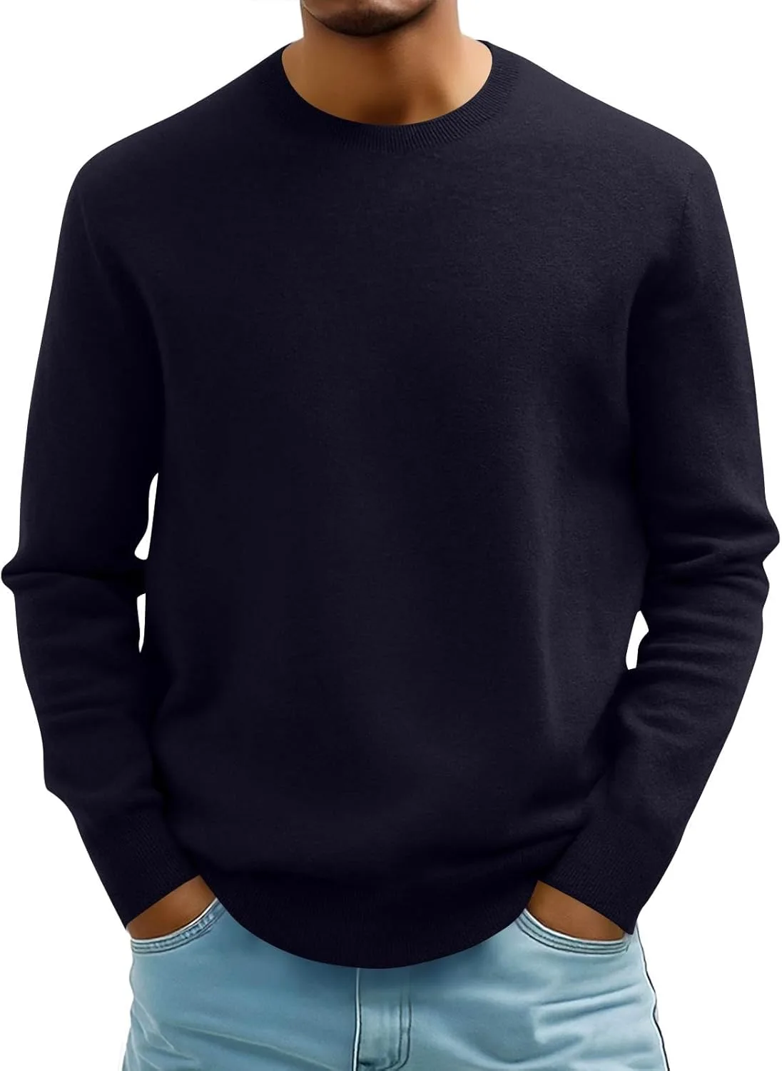 

Мужской свитер с круглым вырезом Slim Fit легкий вязаный CUKOLSXA