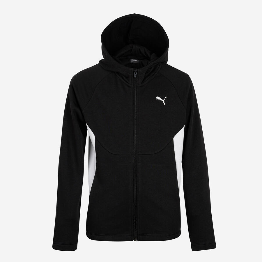 

PUMA Детская куртка с капюшоном - черно-белая