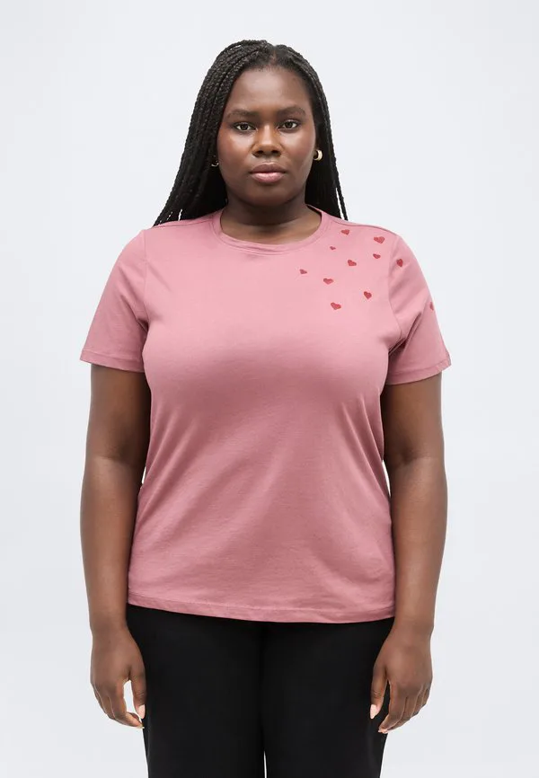 

Футболка с принтом carcora life o neck tee print Only Carmakoma, Rose Brown, Коричневый, Футболка с принтом carcora life o neck tee print Only Carmakoma, Rose Brown