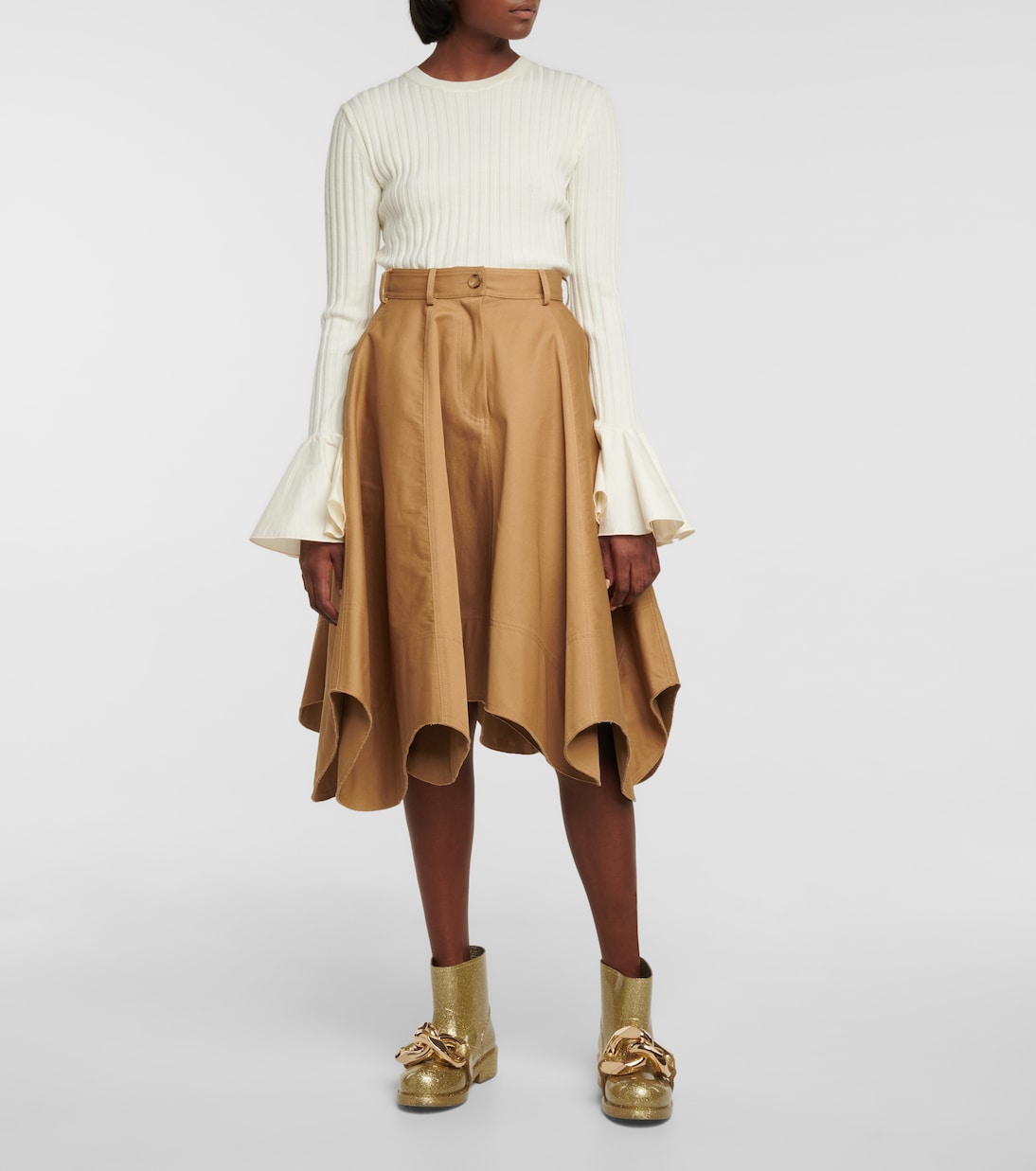Ботильоны с цепочками и блестками JW Anderson, Light Gold — фото 2