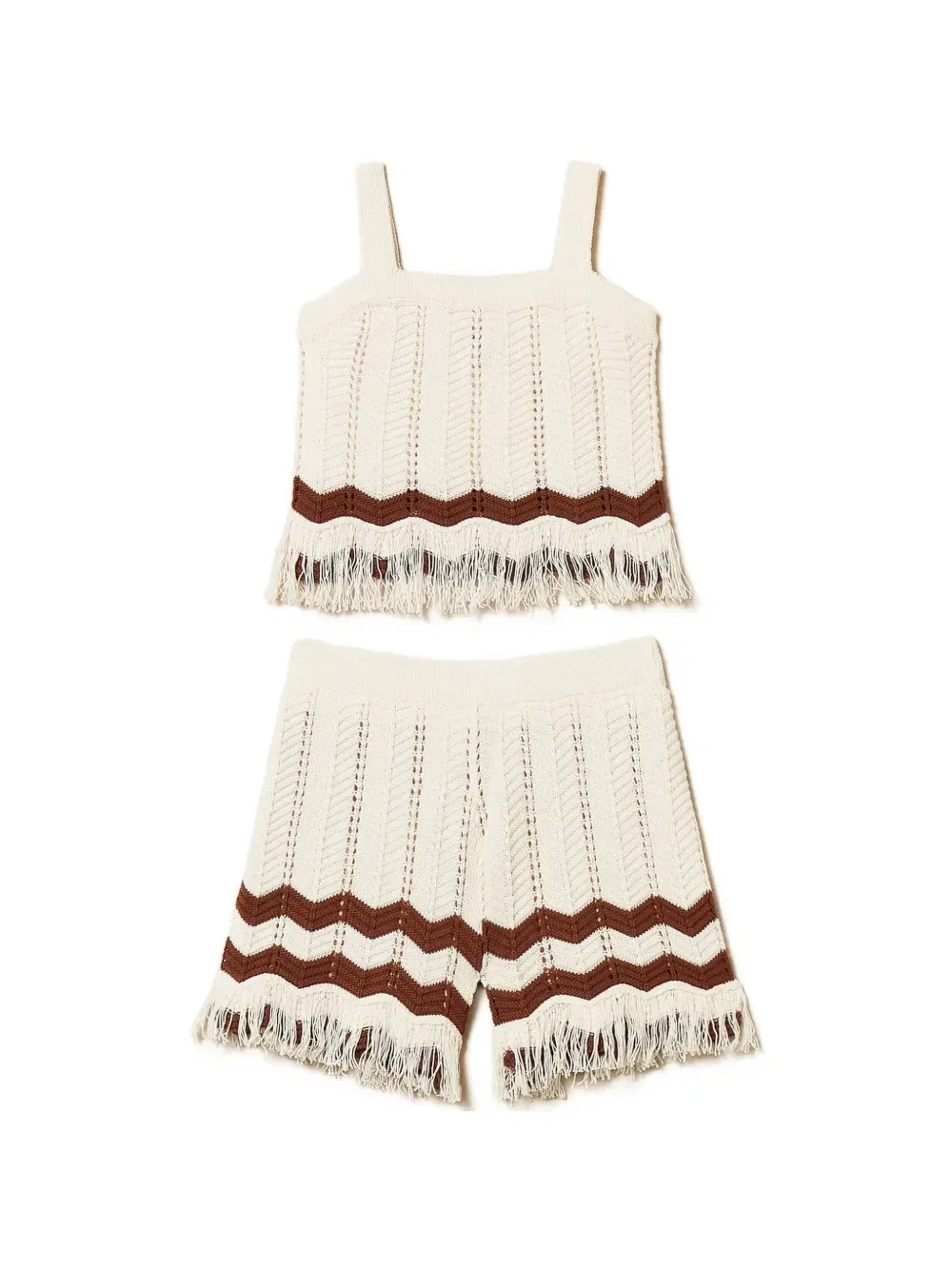 Комплект из топа и шорт с узором зигзаг Twinset Kids, бежевый