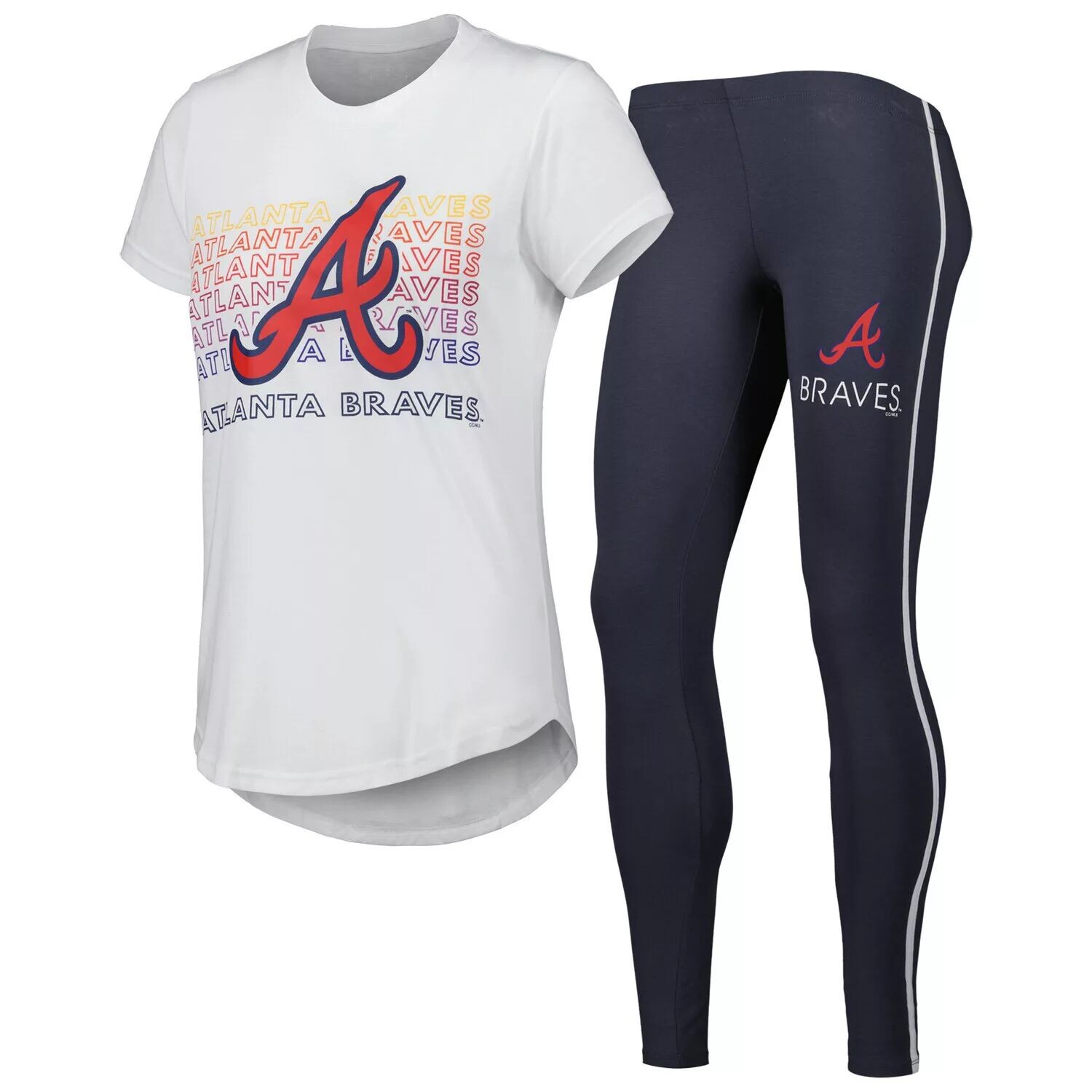 

Женские футболки и леггинсы Concepts Sport, темно-серый/белый комплект для сна Atlanta Braves Sonata