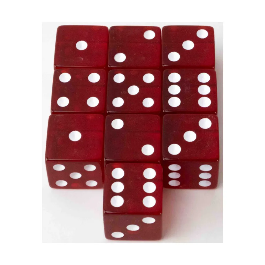 

d6 19мм Прозрачный - Красный (С крапинками) (10), Dice - Transparent (Koplow)