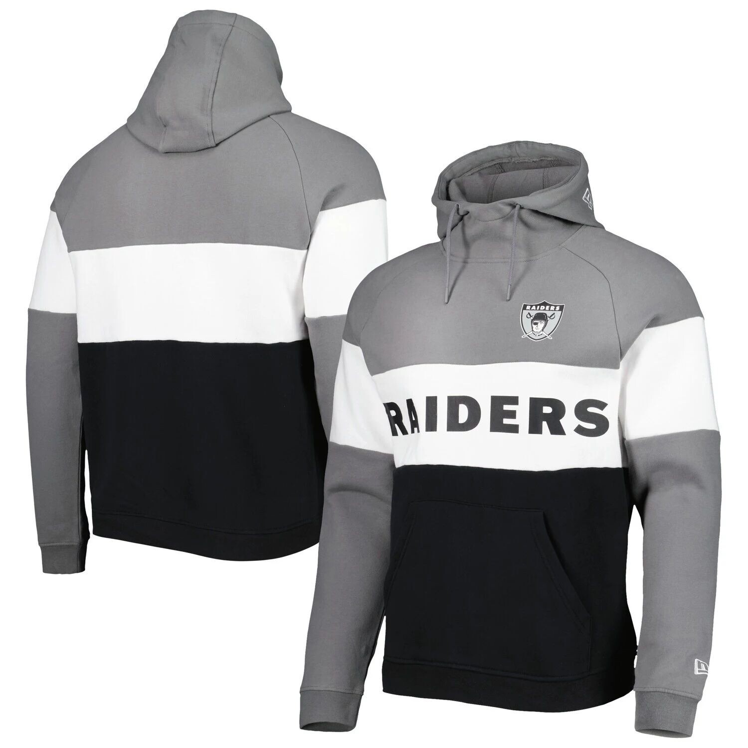 

Мужской черный/серебристый пуловер с капюшоном Las Vegas Raiders Colorblock New Era