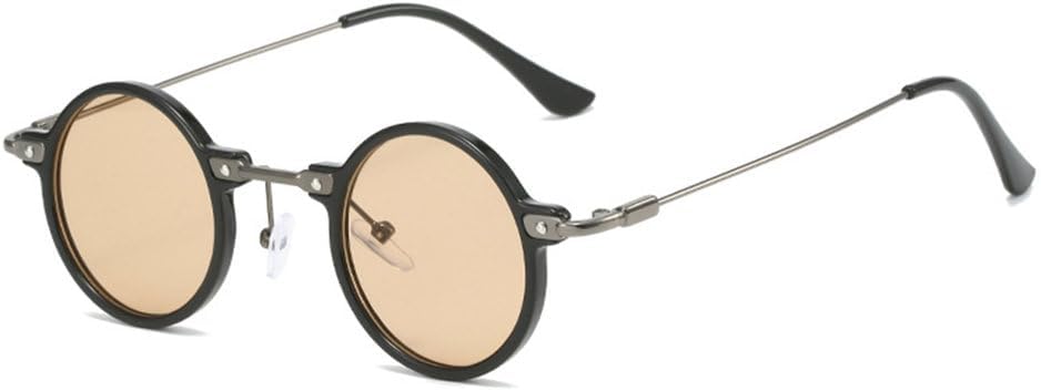 

Ретро-стимпанк, маленькие круглые мужские солнцезащитные очки, модные женские очки с прозрачными линзами цвета океана, защита от УФ-излучения UV400 TYUVIVO, Black Champagne