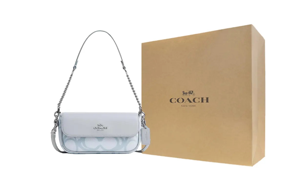 

COACH Хэйли холщовая кожаная сумка кроссбоди через плечо для женщин синяя