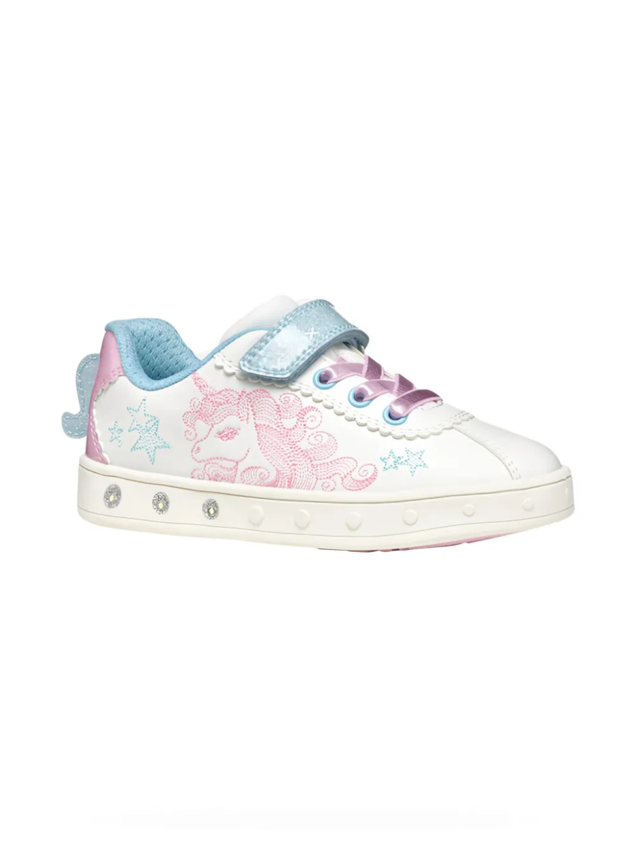 

Кроссовки Geox Kids Skylin с изображением единорога, белый