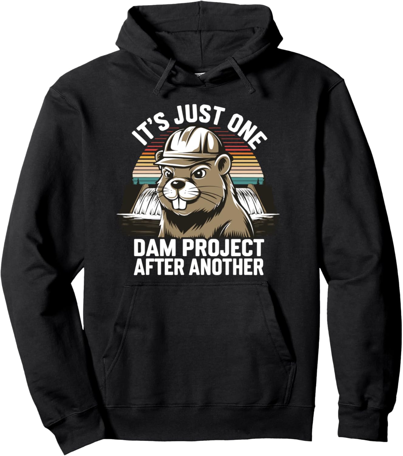

Худи Dam Project - это забавная коллекция в стиле ретро с изображением бобра Wildlife Humor Apparel, черный