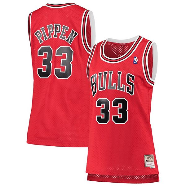 

Женская футболка Scottie Pippen Chicago Bulls 1997-98 Hardwood Classics Swingman красная Mitchell & Ness