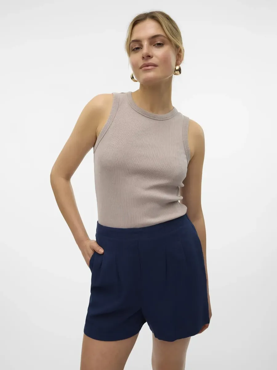 

Майка в рубчик Vero Moda "VMJANE SL WASHED RIB TOP JRS NOOS", цвет Moon Rock