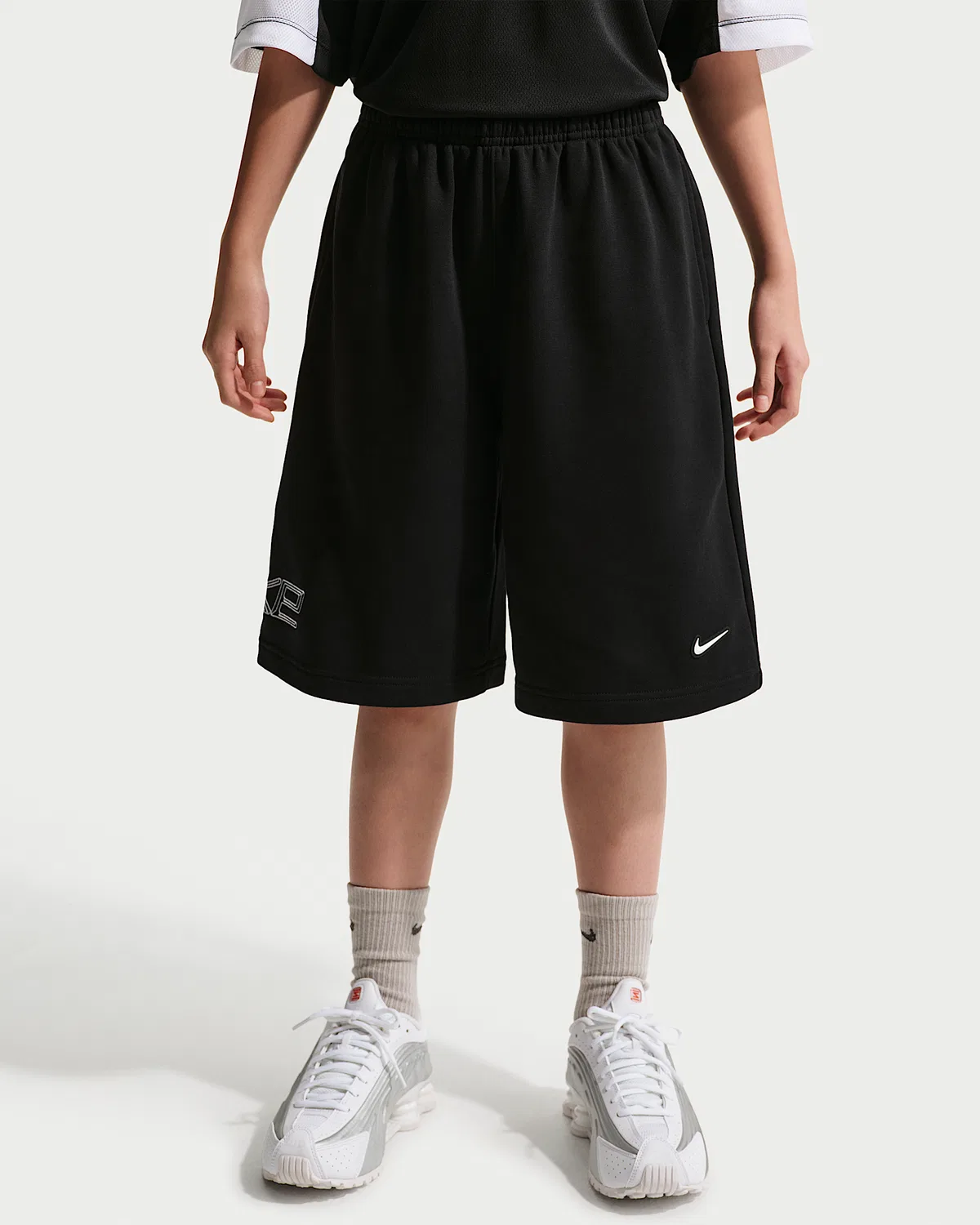 Детские шорты Nike Sportswear из французского флиса, Black/White — фото 2