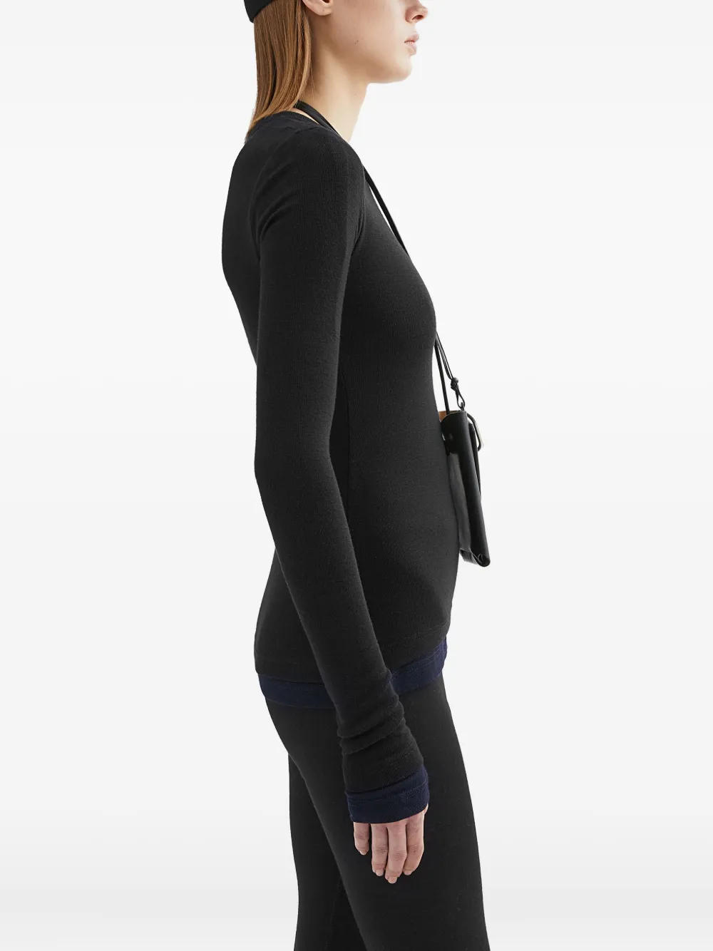 Шерстяная футболка JIL SANDER, черный — фото 3
