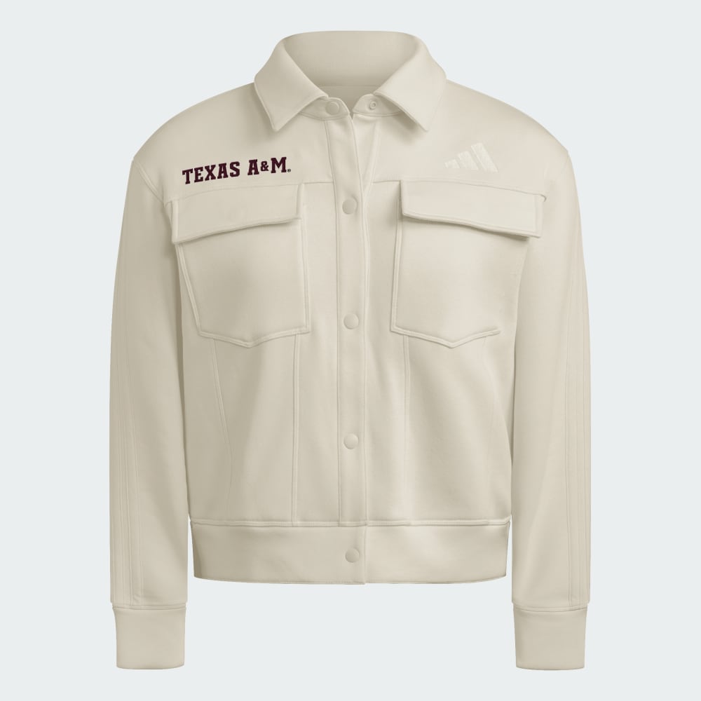 

Флисовая куртка Adidas Texas A&M Aggies Women's Exclusive Faux Denim 3-Stripes Fleece Jacket, цвет Wonder White/White/Ncaa-Tam-741
