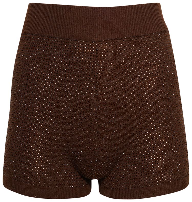 

Шорты David Koma из кашемировой шерсти с вышивкой стразами, коричневый цвет