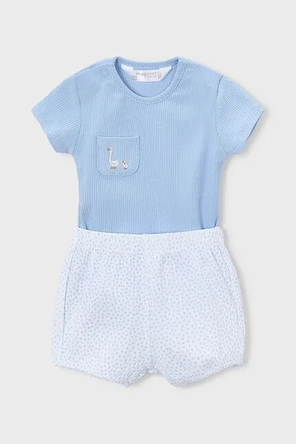 Комплект из боди и шорт 2 шт Mayoral Newborn, синий — фото 2