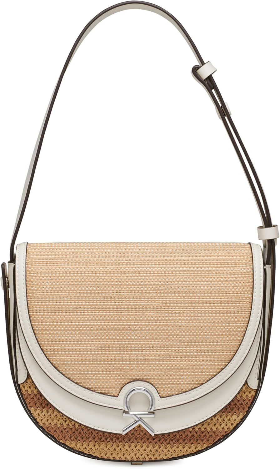 

Женская сумка-седло Calvin Klein Crisell Organical Crossbody, Natural/White Straw, Белый, Женская сумка-седло Calvin Klein Crisell Organical Crossbody, Natural/White Straw