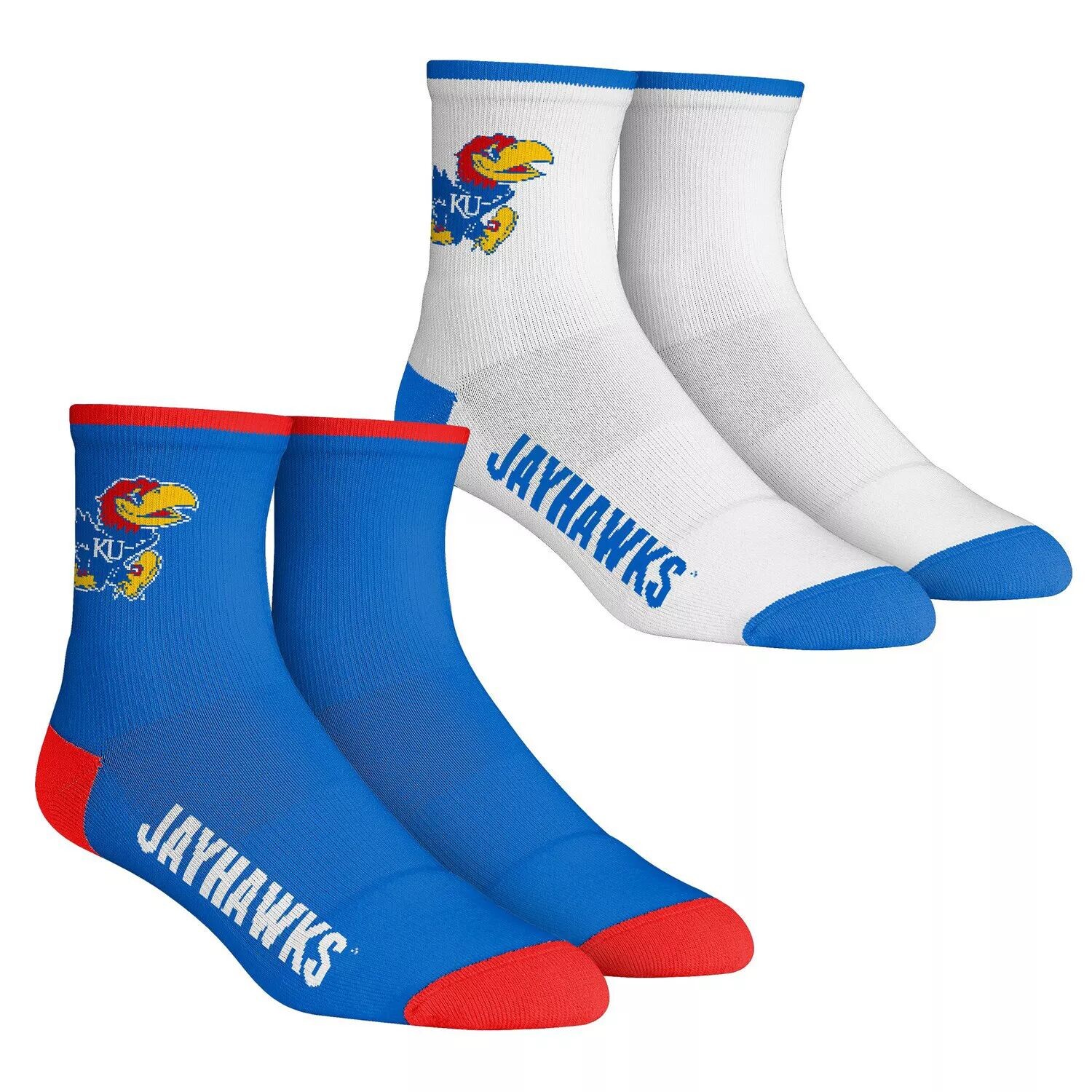 

Комплект носков длиной четверть длины из 2 пар молодежных носков Rock Em Kansas Jayhawks Core Team Unbranded