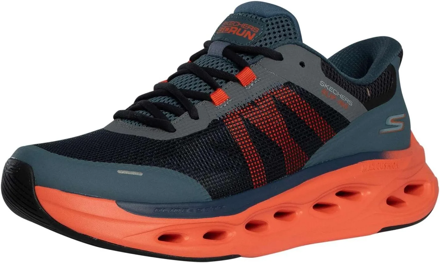Мужские кроссовки Skechers Slip Ins Max Cushioning Glide Step Trainers, темно-синие/оранжевые