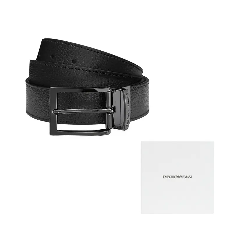 

Ремень с реверсивной пряжкой и логотипом EMPORIO ARMANI, черный/серый