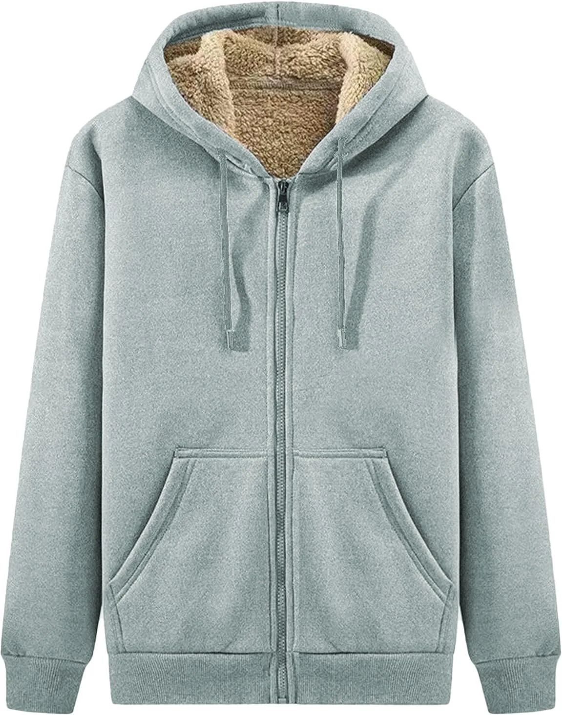 

Толстовка с капюшоном Heavyweight Sherpa Lined Fleece для мужчин, зимняя, теплая, на молнии, Plus Size