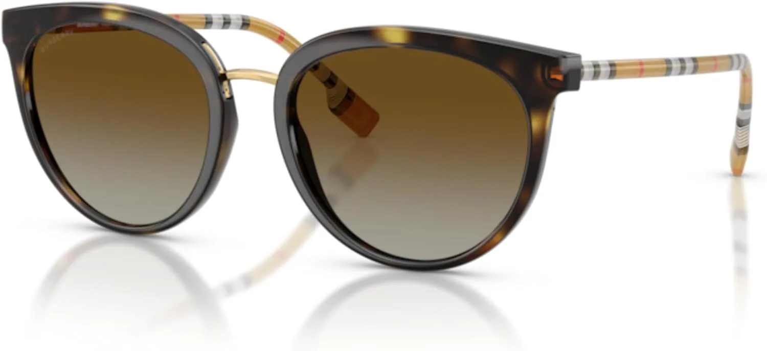 

Солнцезащитные очки BURBERRY Willow BE4316 с градиентным покрытием, круглые, для женщин + комплект с аксессуарами, Dark Havana / Brown Gradient Polarized