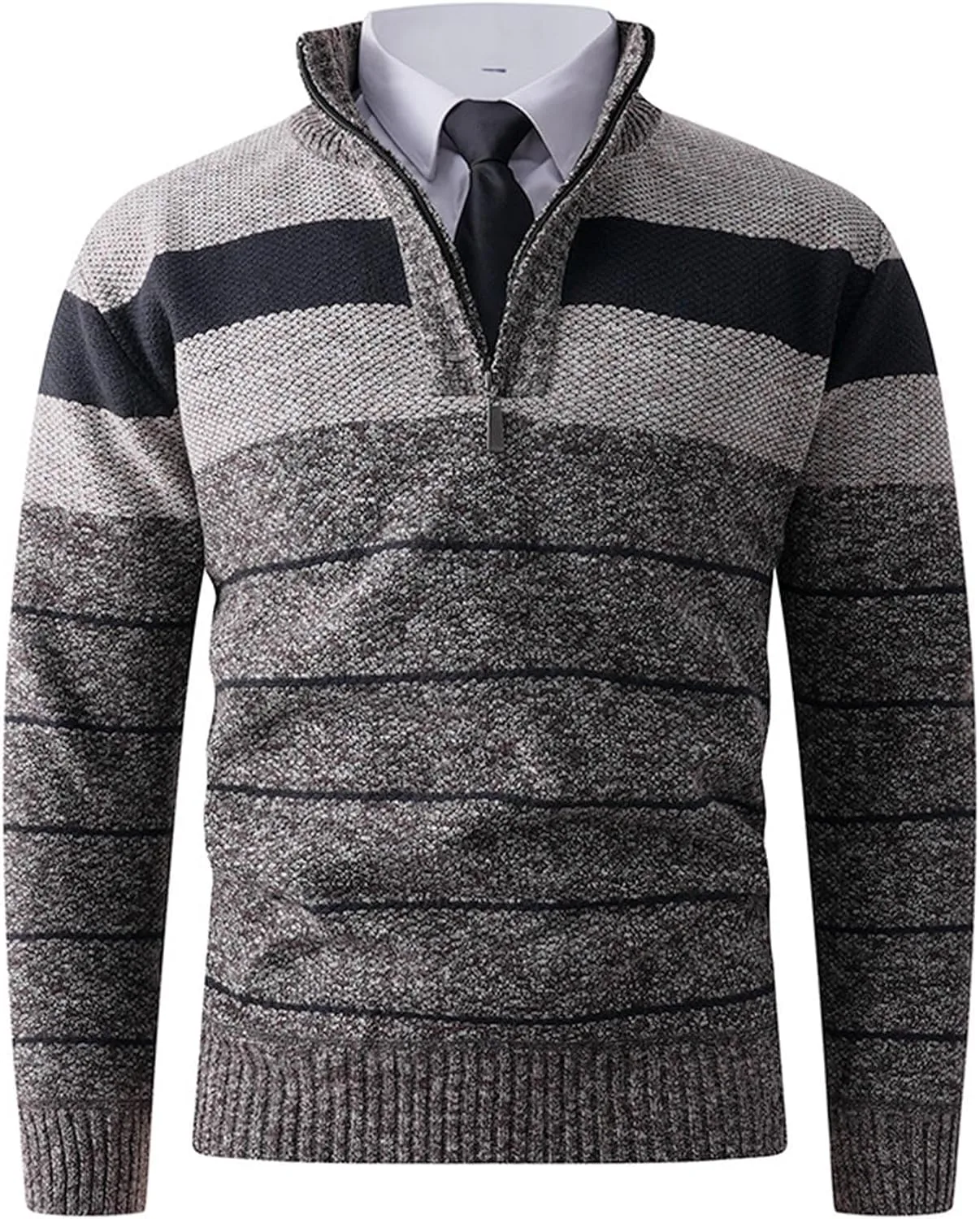 

Мужской полузастегивающийся свитер с флисовой подкладкой, утолщенный воротник-стойка