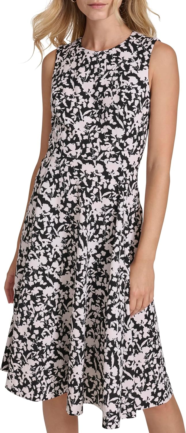 

Женское рабочее платье Calvin Klein с цветочным принтом, Black Cream