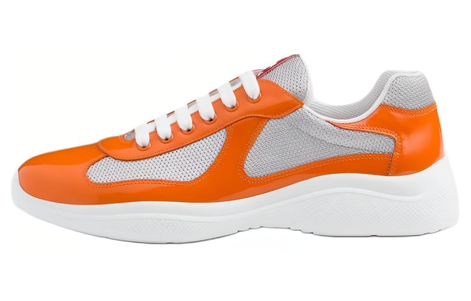

PRADA Кроссовки America's Cup Low Top Casual, мужские, белые, оранжевые