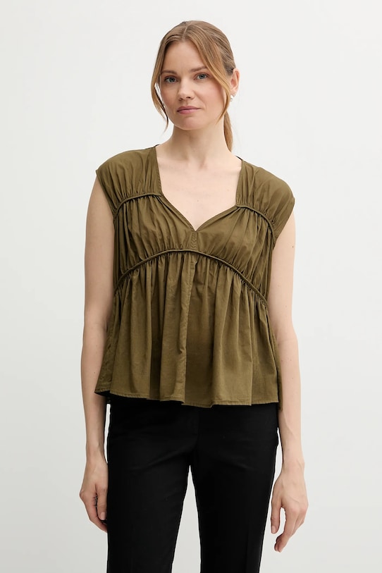

Хлопковая блузка Sisley, зеленый