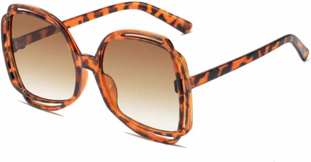 

Модные солнцезащитные очки большого размера в квадратной оправе с полой внутренней частью для женщин, роскошные мужские дорожные солнцезащитные очки UV400 TVTBBVV, Leopard Tea